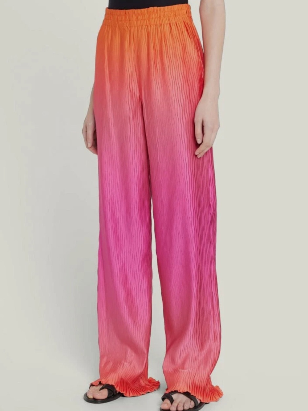 NWT Jonathan Simkhai Tangerine Ombré Wide-Leg Pants, S